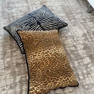 Scalamandre UltraSuede Luxurious Black and Brown Animal Print Pillows